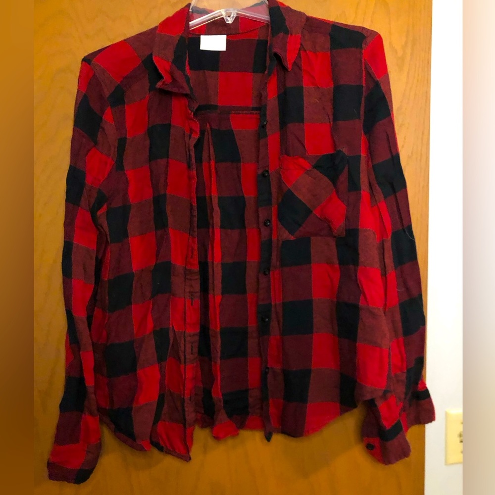 Super Soft Red Plaid Button Up Shirt